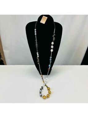 Treska Goddess Collection NWT single row mix bead crystal long necklace